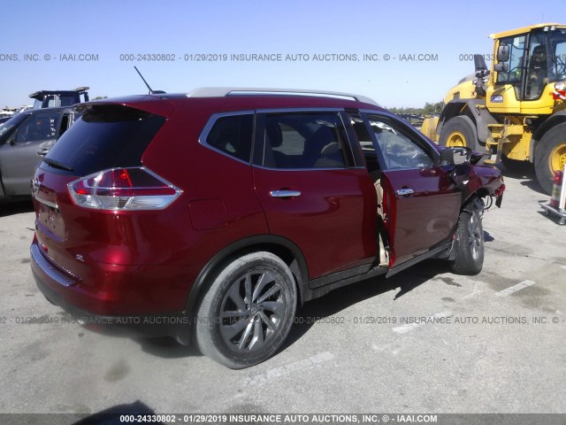 5N1AT2MT1GC806977 - 2016 NISSAN ROGUE S/SL/SV BURGUNDY photo 4