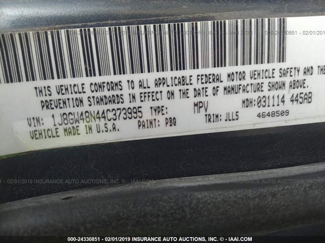 1J8GW48N44C373995 - 2004 JEEP GRAND CHEROKEE LAREDO/COLUMBIA/FREEDOM 蓝色 照片 9