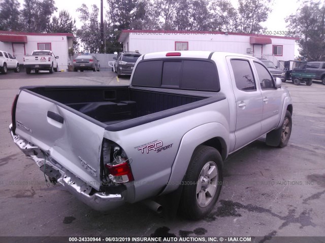 3TMJU62N38M061324 - 2008 TOYOTA TACOMA DOUBLE CAB PRERUNNER SILVER photo 4