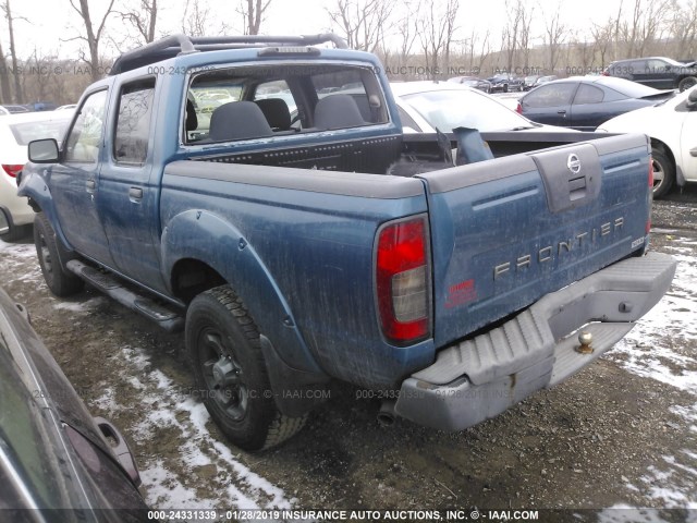 1N6ED27T24C432631 - 2004 NISSAN FRONTIER CREW CAB XE V6 BLUE photo 3