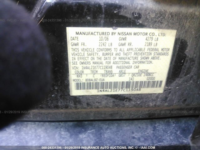 1N4AL21E77C119048 - 2007 NISSAN ALTIMA 2.5/2.5S BLACK photo 9