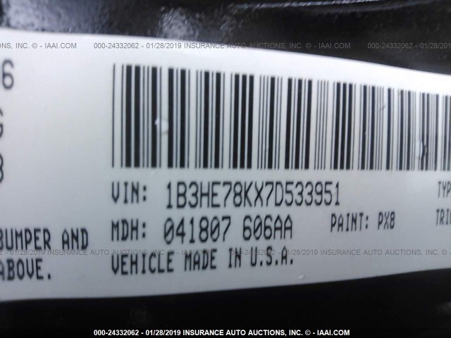 1B3HE78KX7D533951 - 2007 DODGE CALIBER R/T BLACK photo 9