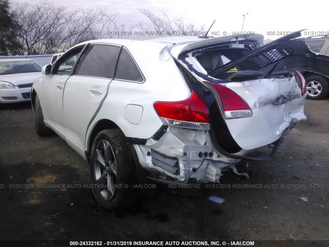 4T3ZK3BB8BU046322 - 2011 TOYOTA VENZA WHITE photo 3