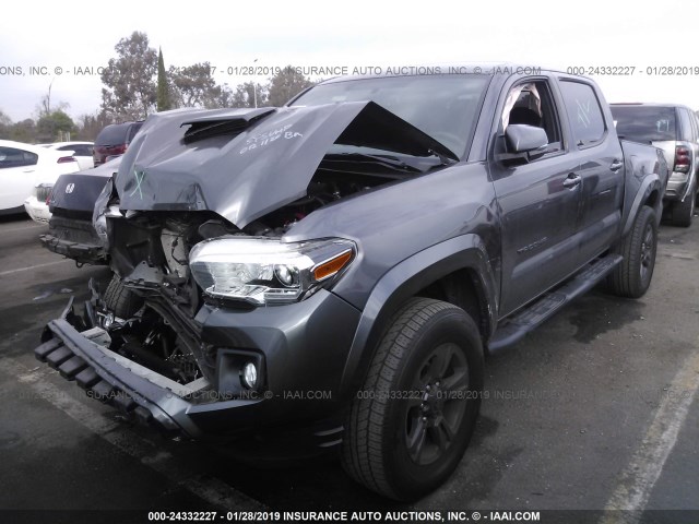 3TMAZ5CN9GM008474 - 2016 TOYOTA TACOMA DBL CAB/SR5/TRD SPORT/OR GRAY photo 2