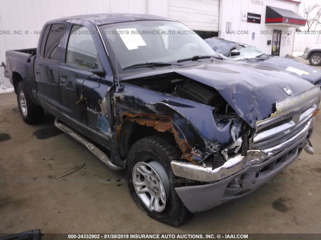 1B7HG48X62S626232 - 2002 DODGE DAKOTA QUAD SLT Dark Blue photo 1