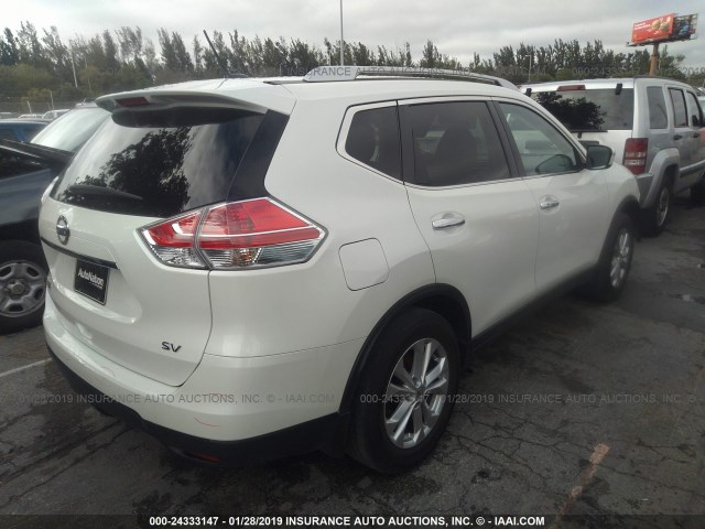 KNMAT2MT6GP681939 - 2016 NISSAN ROGUE S/SL/SV WHITE photo 4