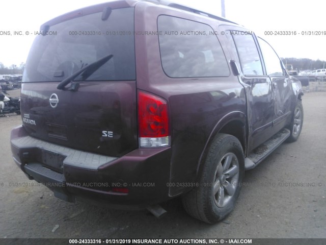 5N1AA0ND7AN621118 - 2010 NISSAN ARMADA SE/TITANIUM/PLATINUM MAROON photo 4