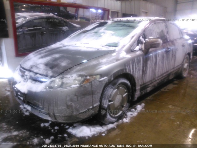 JHMFA36287S008586 - 2007 HONDA CIVIC HYBRID GRAY photo 2