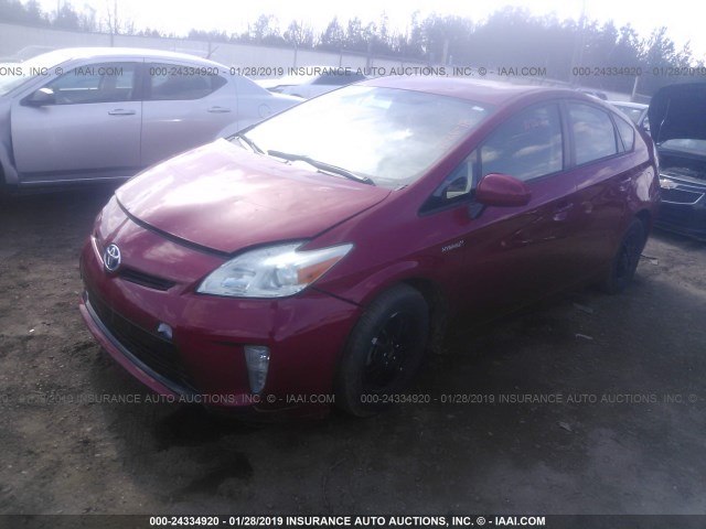 JTDKN3DU7D5607692 - 2013 TOYOTA PRIUS 红色 照片 2