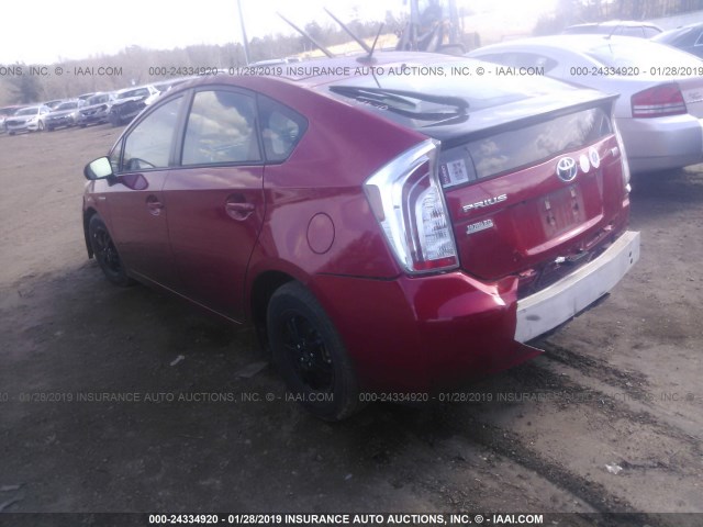 JTDKN3DU7D5607692 - 2013 TOYOTA PRIUS 红色 照片 3