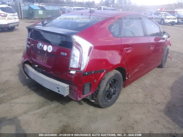 JTDKN3DU7D5607692 - 2013 TOYOTA PRIUS 红色 照片 4