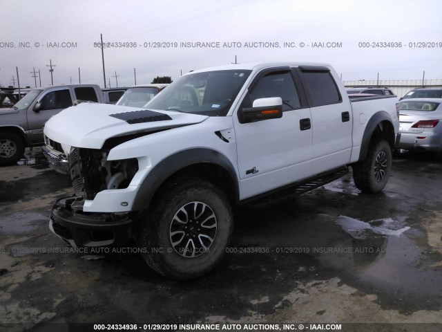 1FTFW1R6XDFB80287 - 2013 FORD F150 SVT RAPTOR WHITE photo 2