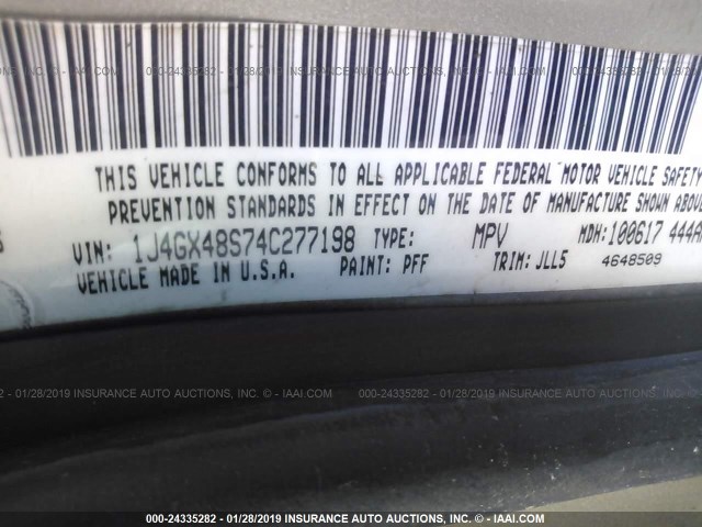 1J4GX48S74C277198 - 2004 JEEP GRAND CHEROKEE LAREDO/COLUMBIA/FREEDOM 棕色 照片 9