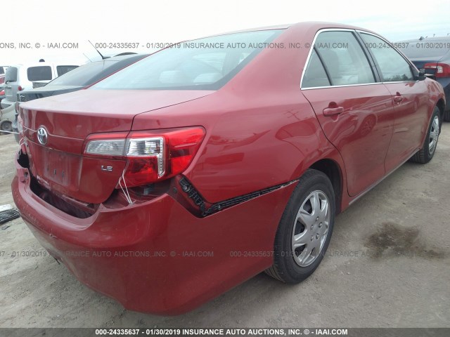 4T1BF1FK1CU525146 - 2012 TOYOTA CAMRY SE/LE/XLE RED photo 4