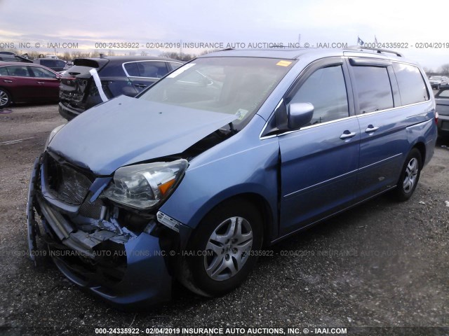 5FNRL38726B109460 - 2006 HONDA ODYSSEY EXL BLUE photo 2