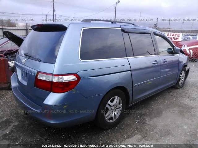 5FNRL38726B109460 - 2006 HONDA ODYSSEY EXL BLUE photo 4