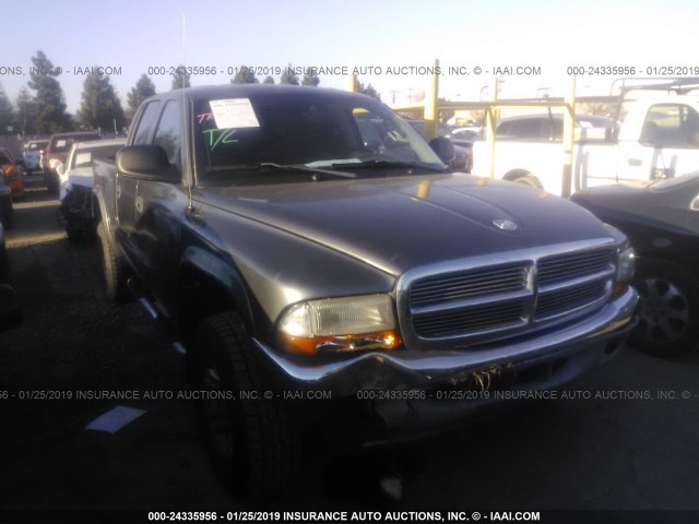 1D7HG48N64S716505 - 2004 DODGE DAKOTA QUAD SLT GRAY photo 1