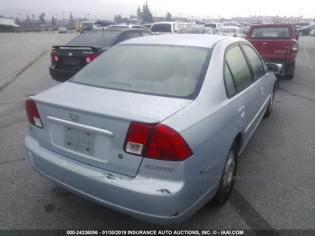 JHMES96673S003937 - 2003 HONDA CIVIC HYBRID BLUE photo 4