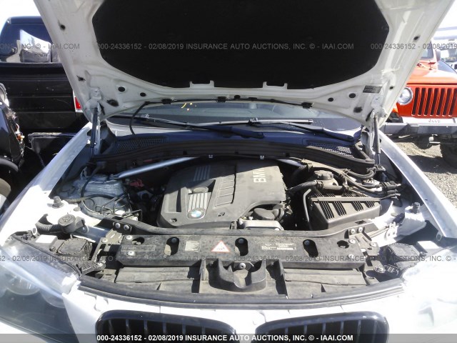 5UXWX5C56CL723105 - 2012 BMW X3 XDRIVE28I WHITE photo 10