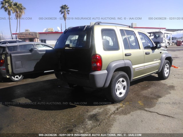 1J4GL48K53W566640 - 2003 JEEP LIBERTY SPORT/FREEDOM GREEN photo 4