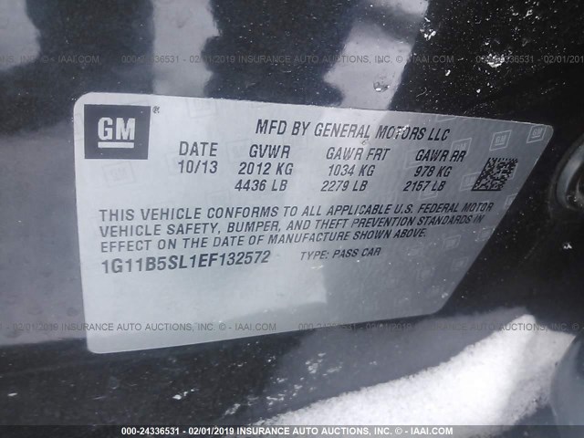 1G11B5SL1EF132572 - 2014 CHEVROLET MALIBU LS GRAY photo 9