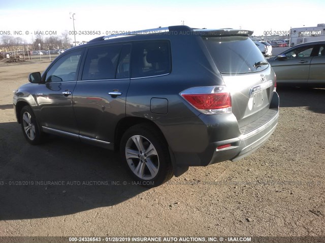 5TDYK3EH8CS065323 - 2012 TOYOTA HIGHLANDER LIMITED GRAY photo 3