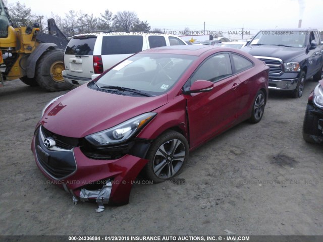 KMHDH6AH6EU025708 - 2014 HYUNDAI ELANTRA COUPE GS/SE RED photo 2