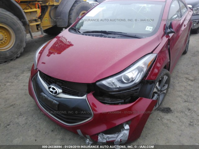 KMHDH6AH6EU025708 - 2014 HYUNDAI ELANTRA COUPE GS/SE RED photo 6