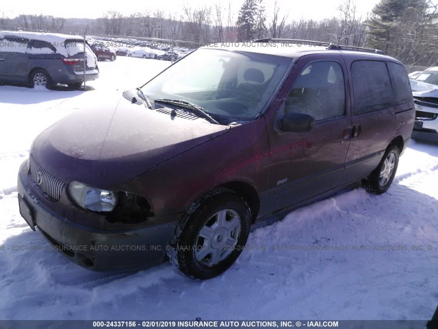 4M2ZV12T41DJ15338 - 2001 MERCURY VILLAGER SPORT MAROON photo 2