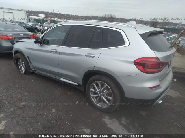 5UXTR9C59KLE19045 - 2019 BMW X3 SILVER photo 3
