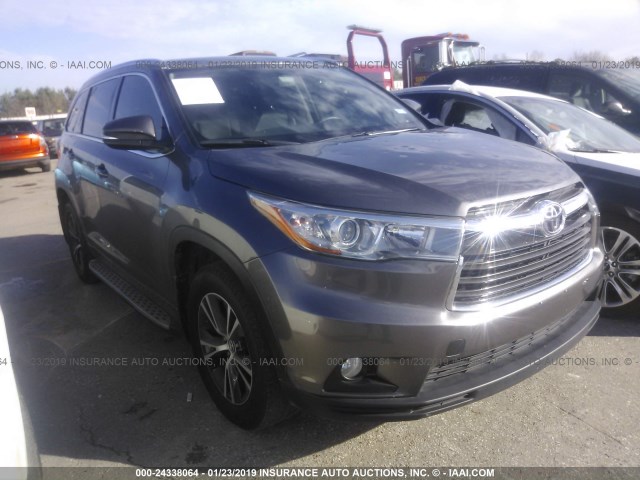 5TDKKRFH5GS500442 - 2016 TOYOTA HIGHLANDER XLE GRAY photo 1