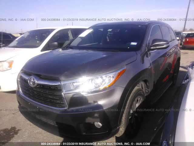 5TDKKRFH5GS500442 - 2016 TOYOTA HIGHLANDER XLE GRAY photo 2