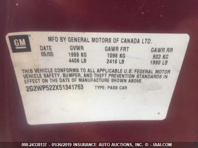 2G2WP522X51341763 - 2005 PONTIAC GRAND PRIX Unknown photo 9