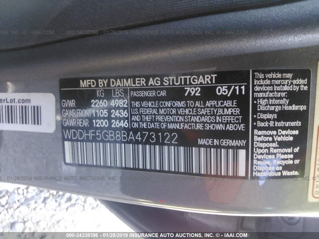 WDDHF5GB8BA473122 - 2011 MERCEDES-BENZ E 350 GRAY photo 9