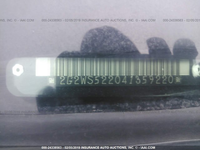 2G2WS522041359220 - 2004 PONTIAC GRAND PRIX GT2 შავი ფოტო 9