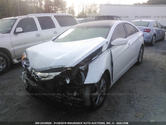 5NPEC4AC9DH718863 - 2013 HYUNDAI SONATA SE/LIMITED WHITE photo 2