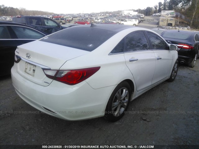 5NPEC4AC9DH718863 - 2013 HYUNDAI SONATA SE/LIMITED WHITE photo 4