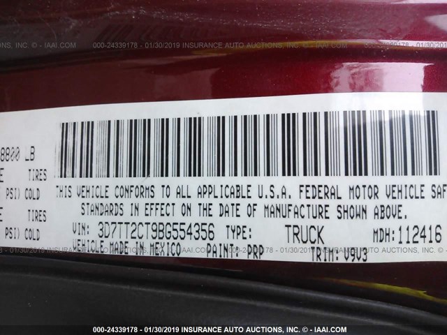 3D7TT2CT9BG554356 - 2011 DODGE RAM 2500 RED photo 9