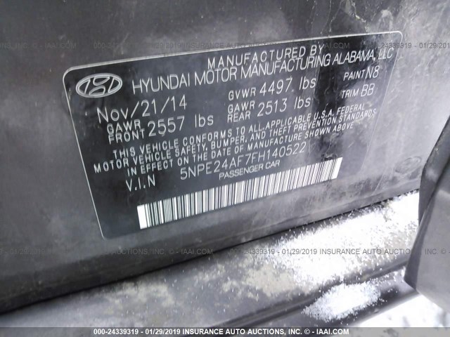 5NPE24AF7FH140522 - 2015 HYUNDAI SONATA SE BROWN photo 9