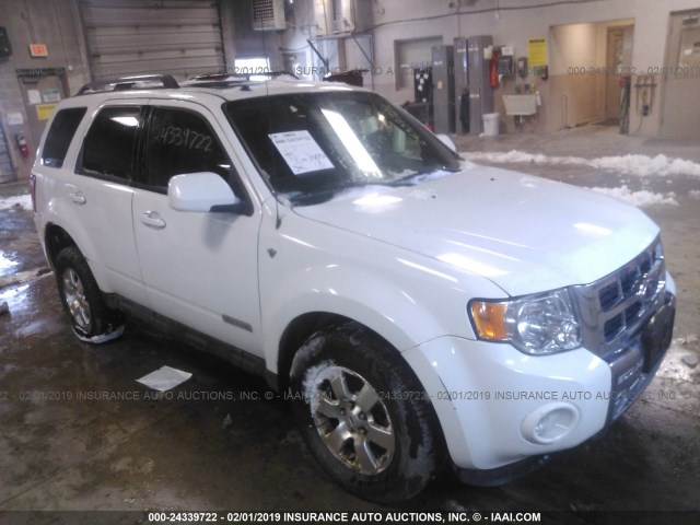 1FMCU04108KC66957 - 2008 FORD ESCAPE LIMITED WHITE photo 1