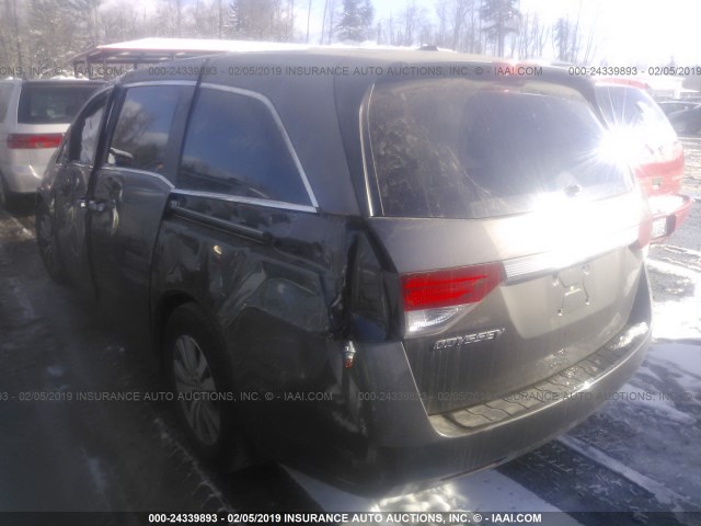 5FNRL5H68EB058130 - 2014 HONDA ODYSSEY EXL GRAY photo 3