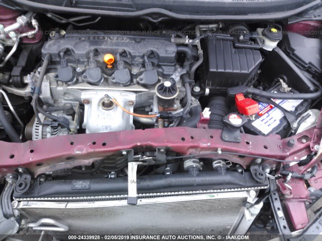 19XFA1F57BE005612 - 2011 HONDA CIVIC LX RED photo 10
