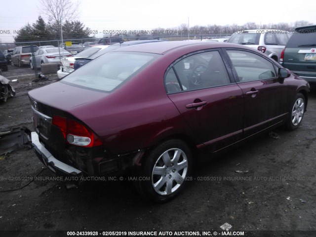 19XFA1F57BE005612 - 2011 HONDA CIVIC LX RED photo 4