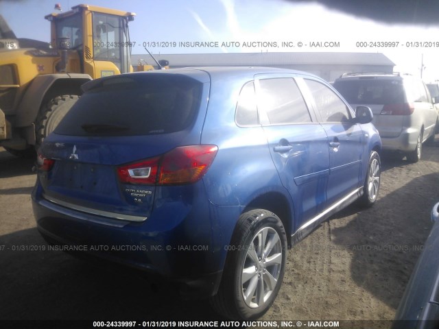 4A4AR3AW0FE040713 - 2015 MITSUBISHI OUTLANDER SPORT ES BLUE photo 4