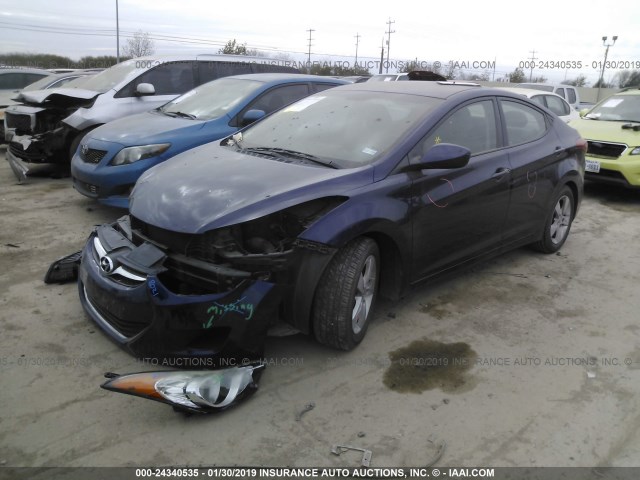 5NPDH4AE9DH269974 - 2013 HYUNDAI ELANTRA GLS/LIMITED PURPLE photo 2