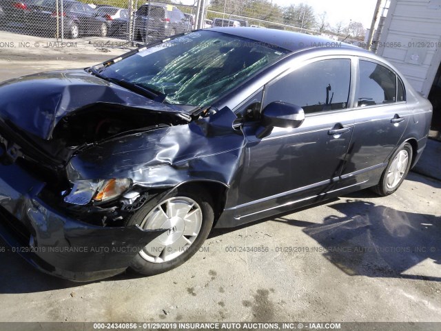 JHMFA36247S032335 - 2007 HONDA CIVIC HYBRID BLUE photo 2