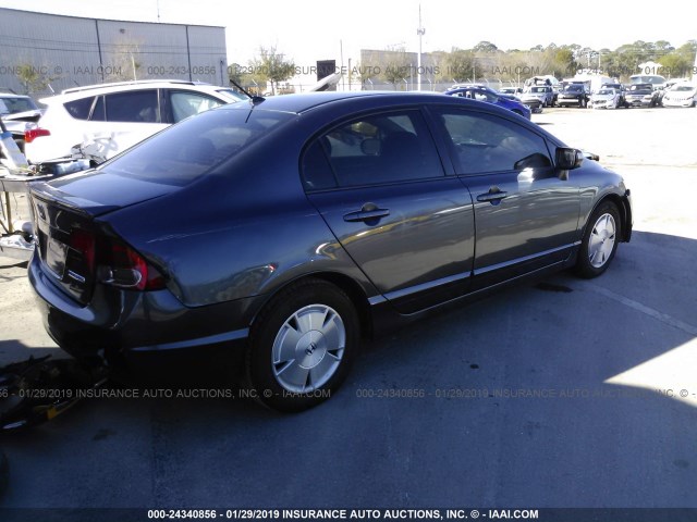 JHMFA36247S032335 - 2007 HONDA CIVIC HYBRID BLUE photo 4