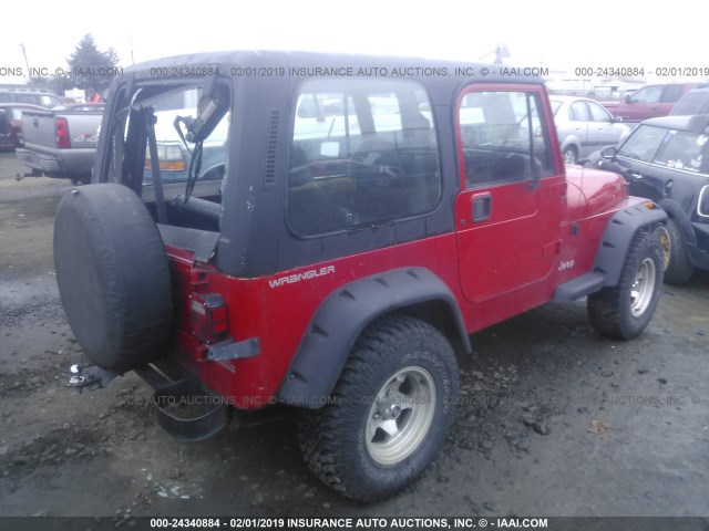 1J4FY29S2PP220285 - 1993 JEEP WRANGLER / YJ  RED photo 4