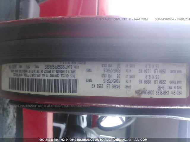 1J4FY29S2PP220285 - 1993 JEEP WRANGLER / YJ  RED photo 9