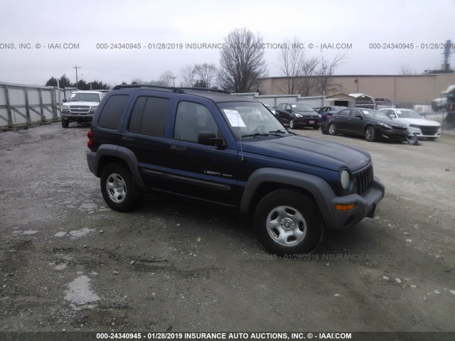 1J4GL48K93W718354 - 2003 JEEP LIBERTY SPORT/FREEDOM BLUE photo 1